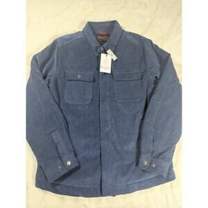 Robert Graham Mens Corduroy Button Down Quilted Lined Shacket Navy Size S NWT